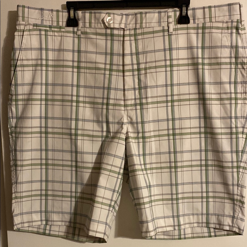 Flat Front Green and White Shorts for Casual Comfort